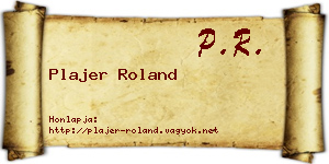 Plajer Roland névjegykártya